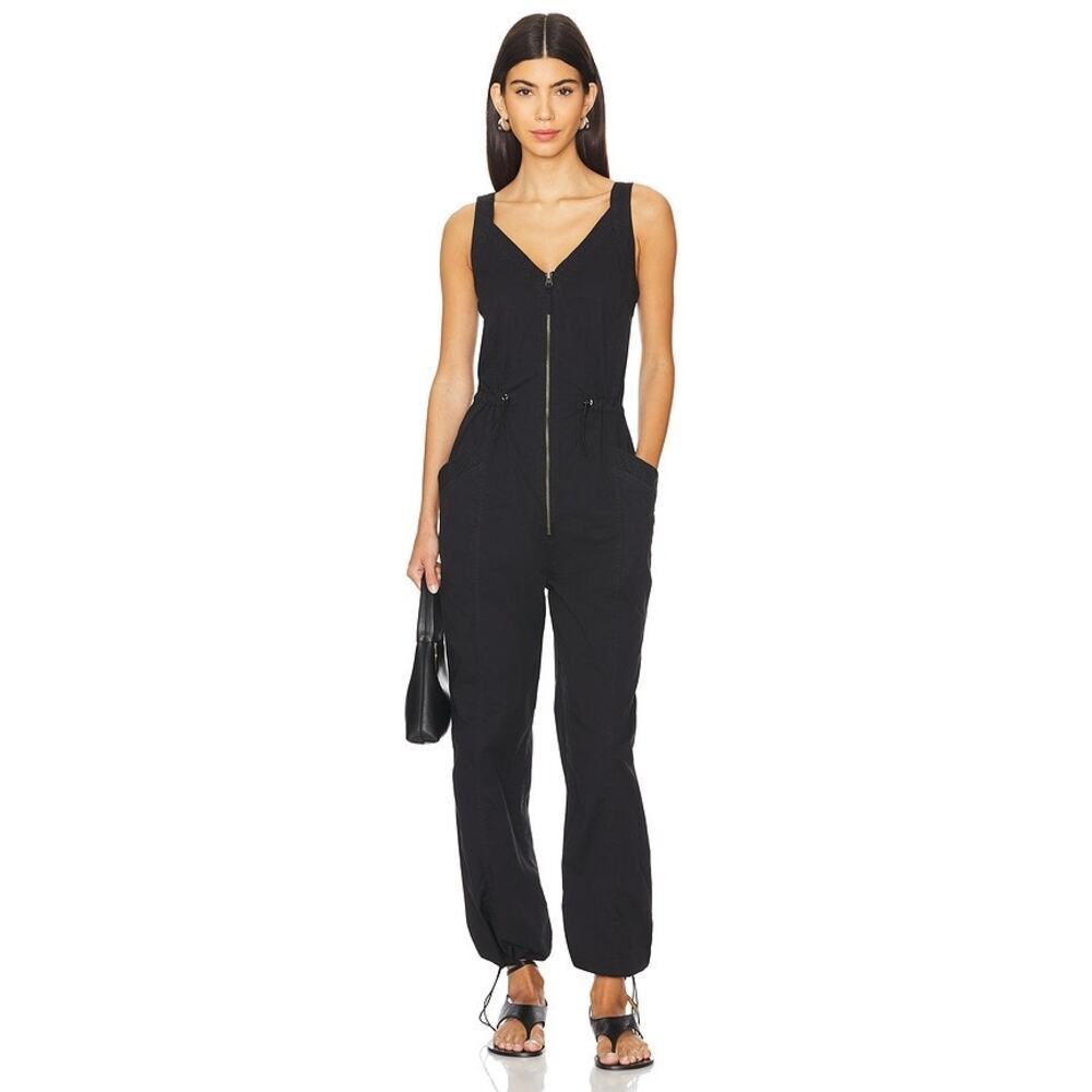 Pistola Women's Denim Viva Jumpsuit Drawstring Sleeveless Black Size XS NWT